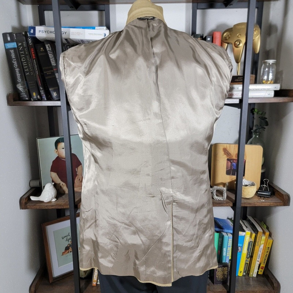 Chaps Ralph Lauren Men's Sport Coat Three Button Dark Beige Herringbone Silk 40R - Picture 13 of 16